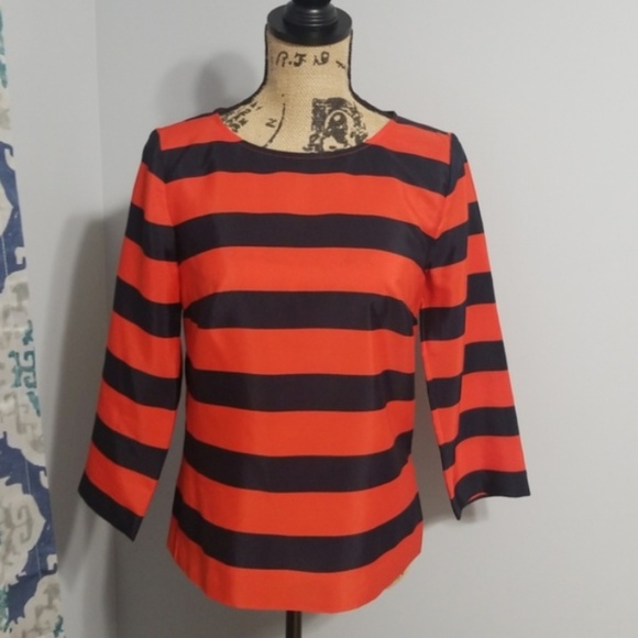 J. Crew Tops - J. CREW Red Navy Stripe Blouse